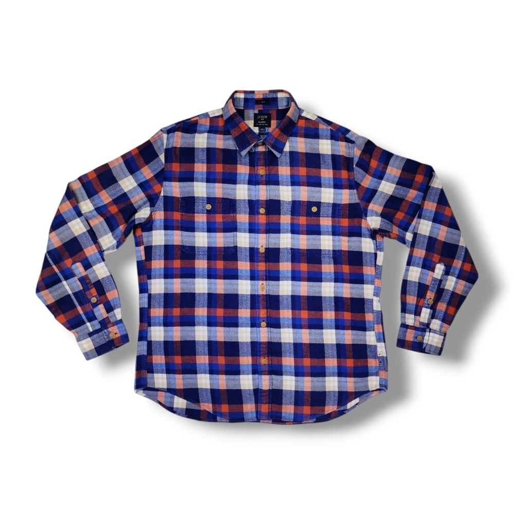 J. Crew Slim Fit Long‎ Sleeve Button Up Plaid Flannel Shirt Men's Large